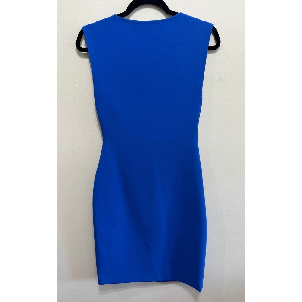 Diane von Furstenberg Royal Blue V-Neck Ruched Sheath Dress Size 4 - Picture 3 of 5